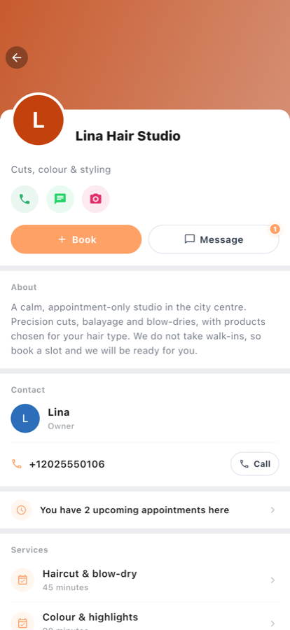 The My Business tab